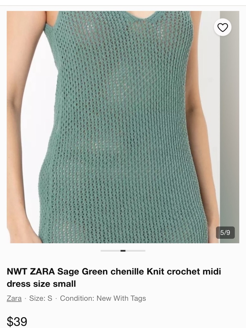 ZARA TEAL CHENILLE CROCHET DRESS SIZE M NWT - Picture 5 of 8
